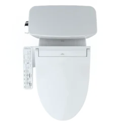 TOTO Drake WASHLET+ Two-Piece Elongated 1.28 GPF TORNADO FLUSH Toilet with C2 Bidet Seat, Cotton White, Vitreous China, MW7763074CEG#01