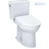 TOTO Drake WASHLET+ Two-Piece Elongated 1.28 GPF TORNADO FLUSH Toilet with S7A Contemporary Bidet Seat, Cotton White, Vitreous China|Plastic, MW7764736CEG#01