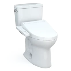 TOTO Drake WASHLET+ Two-Piece Elongated 1.6 GPF TORNADO FLUSH Toilet with C2 Bidet Seat, Cotton White, Vitreous China, MW7763074CSG#01
