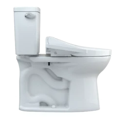 TOTO Drake WASHLET+ Two-Piece Elongated 1.6 GPF TORNADO FLUSH Toilet with C2 Bidet Seat, Cotton White, Vitreous China, MW7763074CSG#01