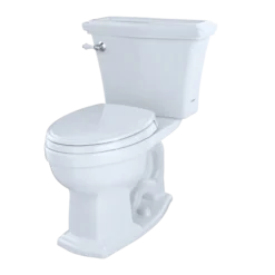 TOTO Eco Clayton Two-Piece Elongated 1.28 GPF Universal Height Toilet, Cotton White, Vitreous China, CST784EF#01