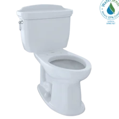 TOTO Eco Dartmouth Two-Piece Elongated 1.28 GPF Universal Height Toilet, Cotton White, Vitreous China, CST754EF#01