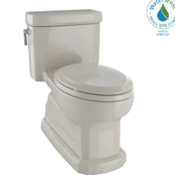TOTO Eco Guinevere Elongated 1.28 GPF Universal Height Skirted Toilet with CEFIONTECT and SoftClose Seat, Bone, Vitreous China|Plastic, MS974224CEFG#03