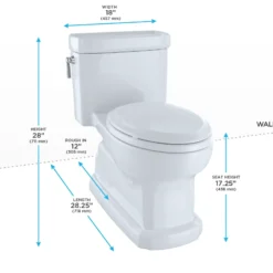 TOTO Eco Guinevere Elongated 1.28 GPF Universal Height Skirted Toilet with CEFIONTECT and SoftClose Seat, Bone, Vitreous China|Plastic, MS974224CEFG#03