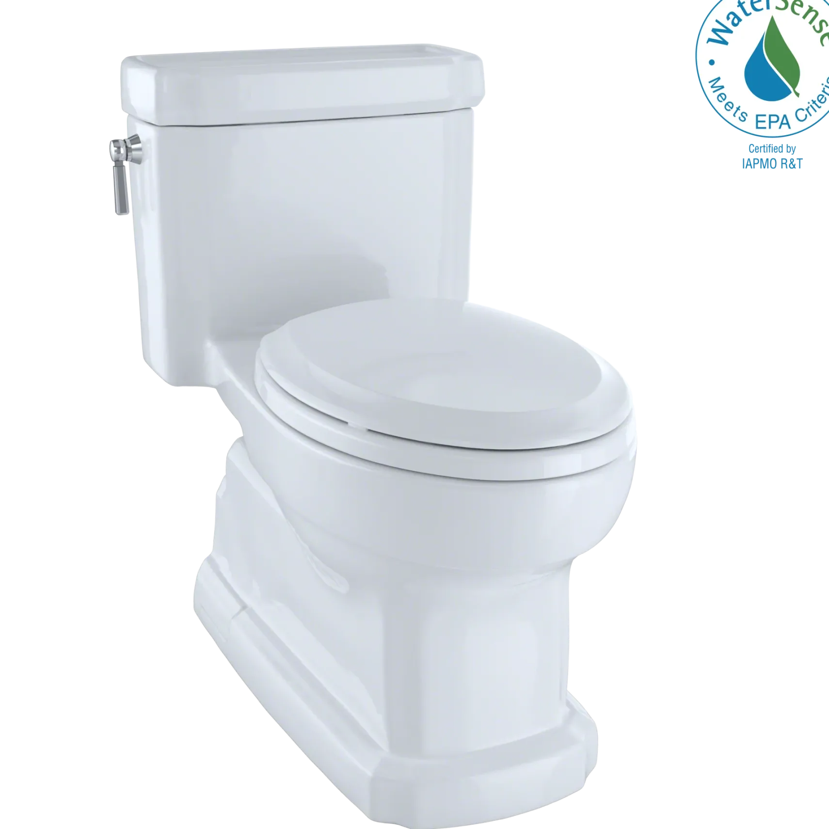 TOTO Eco Guinevere Elongated 1.28 GPF Universal Height Skirted Toilet with CEFIONTECT and SoftClose Seat, Cotton White, Vitreous China|Plastic, MS974224CEFG#01