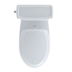 TOTO Eco Guinevere Elongated 1.28 GPF Universal Height Skirted Toilet with CEFIONTECT and SoftClose Seat, Cotton White, Vitreous China|Plastic, MS974224CEFG#01