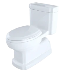 TOTO Eco Guinevere Elongated 1.28 GPF Universal Height Skirted Toilet with CEFIONTECT and SoftClose Seat, Cotton White, Vitreous China|Plastic, MS974224CEFG#01