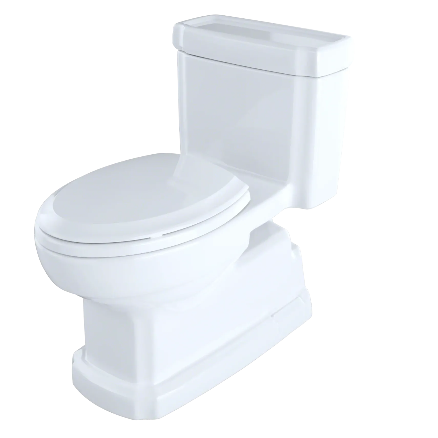 TOTO Eco Guinevere Elongated 1.28 GPF Universal Height Skirted Toilet with CEFIONTECT and SoftClose Seat, Cotton White, Vitreous China|Plastic, MS974224CEFG#01