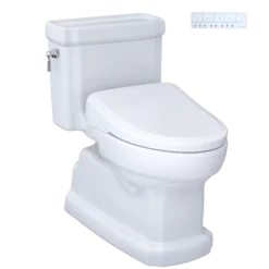 TOTO Eco Guinevere WASHLET+ Ready Elongated 1.28 GPF Universal Height Skirted Toilet with CEFIONTECT, Floor-Mounted, Cotton White, Vitreous China, CST974CEFGAT40#01