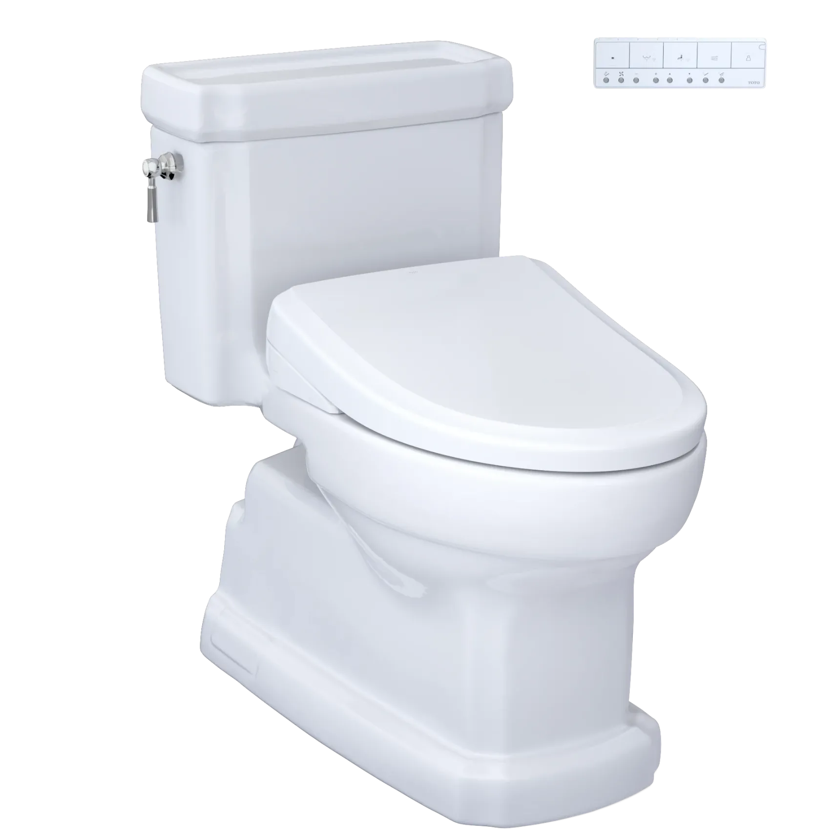 TOTO Eco Guinevere WASHLET+ Ready Elongated 1.28 GPF Universal Height Skirted Toilet with CEFIONTECT, Floor-Mounted, Cotton White, Vitreous China, CST974CEFGAT40#01