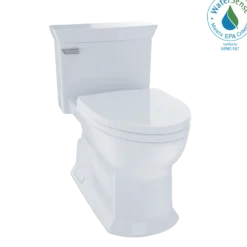 TOTO Eco Soire One Piece Elongated 1.28 GPF Universal Height Skirted Toilet with CEFIONTECT, Cotton White, Vitreous China, MS964214CEFG#01