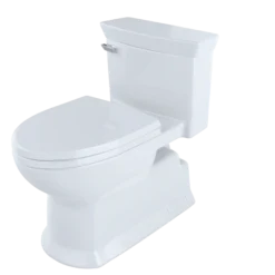 TOTO Eco Soire One Piece Elongated 1.28 GPF Universal Height Skirted Toilet with CEFIONTECT, Cotton White, Vitreous China, MS964214CEFG#01
