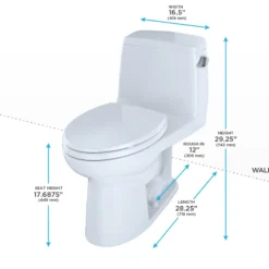 TOTO Eco UltraMax One-Piece Elongated 1.28 GPF ADA Compliant Toilet with Right-Hand Trip Lever, Cotton White, Vitreous China, MS854114ELR#01