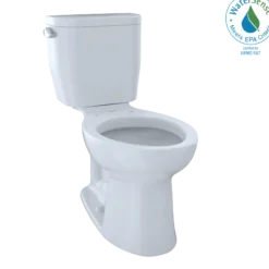 TOTO Entrada Two-Piece Elongated 1.28 GPF Universal Height Toilet, Cotton White, Vitreous China, CST244EF#01