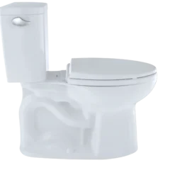 TOTO Entrada Two-Piece Elongated 1.28 GPF Universal Height Toilet, Cotton White, Vitreous China, CST244EF#01