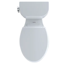 TOTO Entrada Two-Piece Elongated 1.28 GPF Universal Height Toilet, Cotton White, Vitreous China, CST244EF#01