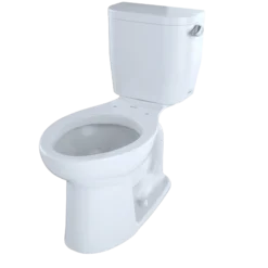 TOTO Entrada Two-Piece Elongated 1.28 GPF Universal Height Toilet with Right-Hand Trip Lever, Cotton White, Vitreous China, CST244EFR#01