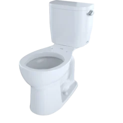 TOTO Entrada Two-Piece Round 1.28 GPF Universal Height Toilet with Right-Hand Trip Lever, Cotton White, Vitreous China, CST243EFR#01