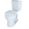 TOTO Entrada Two-Piece Round 1.28 GPF Universal Height Toilet, Cotton White, Vitreous China, CST243EF#01