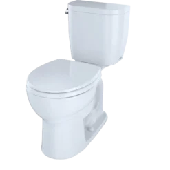 TOTO Entrada Two-Piece Round 1.28 GPF Universal Height Toilet, Cotton White, Vitreous China, CST243EF#01