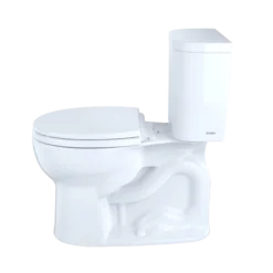 TOTO Entrada Two-Piece Round 1.28 GPF Universal Height Toilet, Cotton White, Vitreous China, CST243EF#01