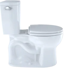 TOTO Entrada Two-Piece Round 1.28 GPF Universal Height Toilet, Cotton White, Vitreous China, CST243EF#01