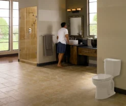 TOTO Entrada Two-Piece Round 1.28 GPF Universal Height Toilet, Cotton White, Vitreous China, CST243EF#01