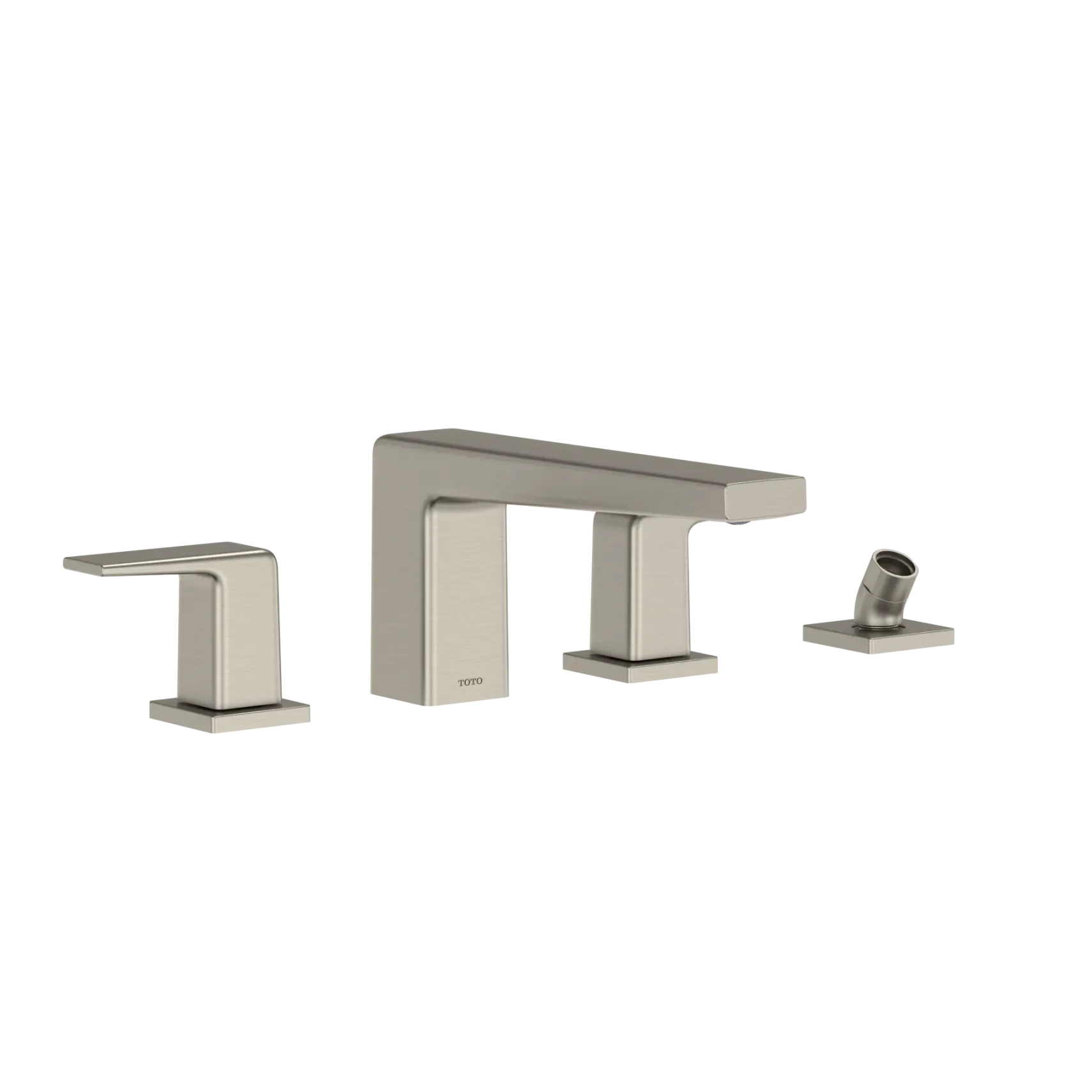 TOTO GB Two-Handle Deck-Mount Roman Tub Filler Trim with Handshower, Brushed Nickel, Brass, TBG10202U#BN
