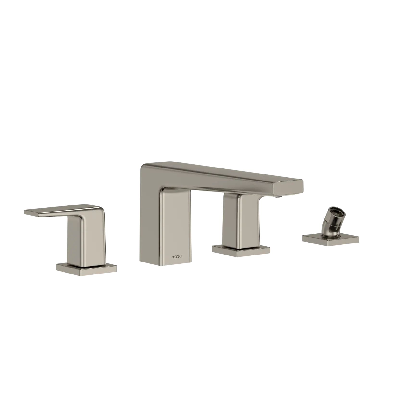TOTO GB Two-Handle Deck-Mount Roman Tub Filler Trim with Handshower, Polished Nickel, Brass, TBG10202U#PN