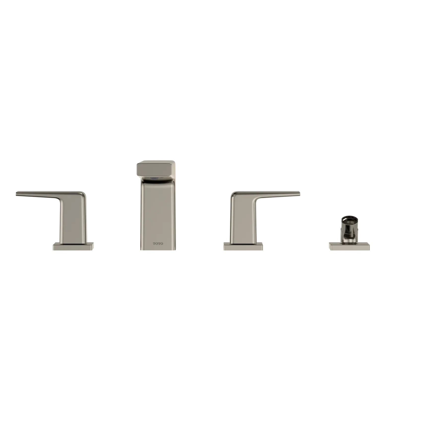 TOTO GB Two-Handle Deck-Mount Roman Tub Filler Trim with Handshower, Polished Nickel, Brass, TBG10202U#PN