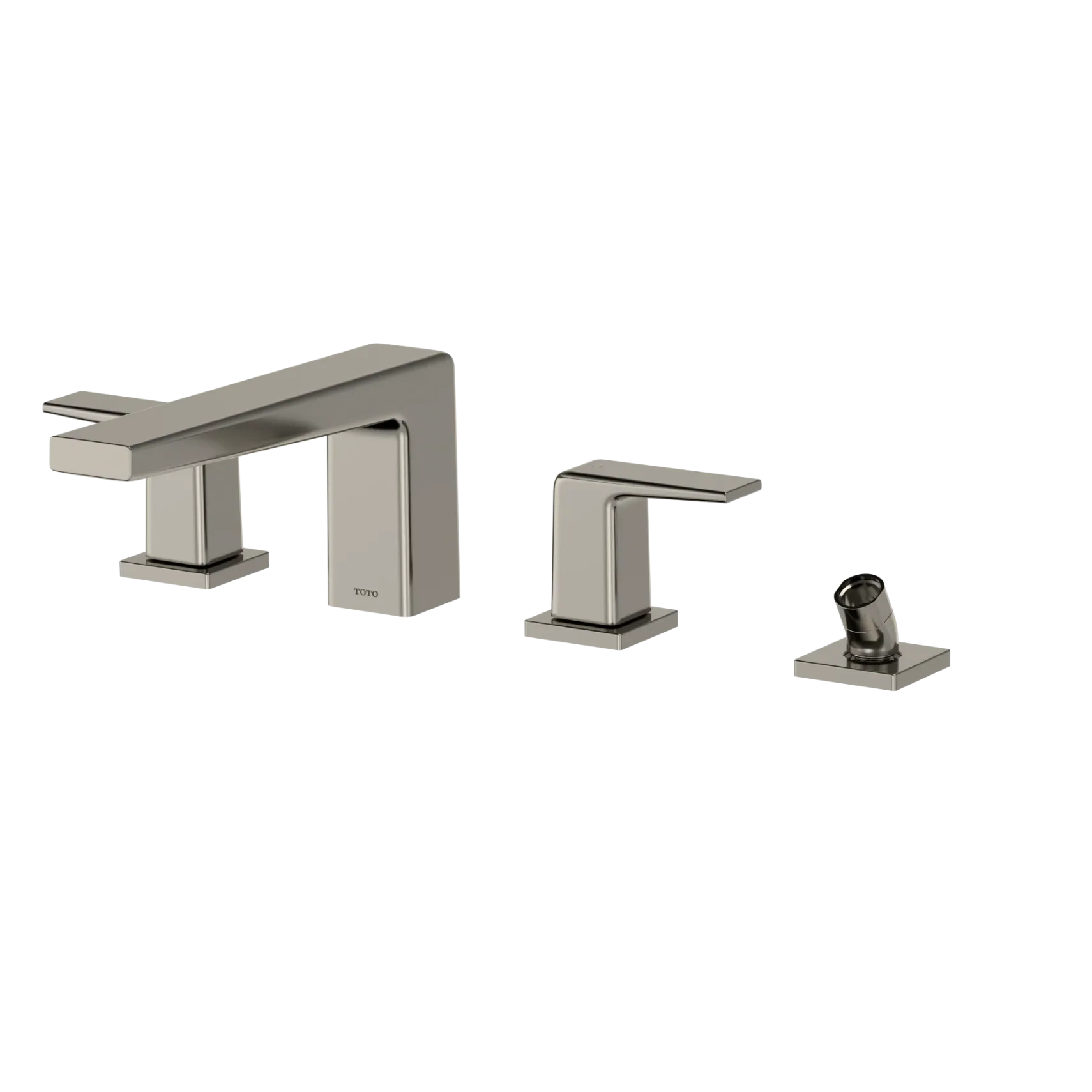 TOTO GB Two-Handle Deck-Mount Roman Tub Filler Trim with Handshower, Polished Nickel, Brass, TBG10202U#PN