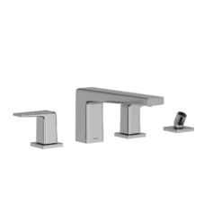 TOTO GB Two-Handle Deck-Mount Roman Tub Filler Trim with Handshower, Polished Chrome, Brass, TBG10202U#CP