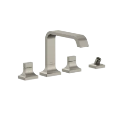 TOTO GC Two-Handle Deck-Mount Roman Tub Filler Trim with Handshower, Brushed Nickel, Brass, TBG08202U#BN