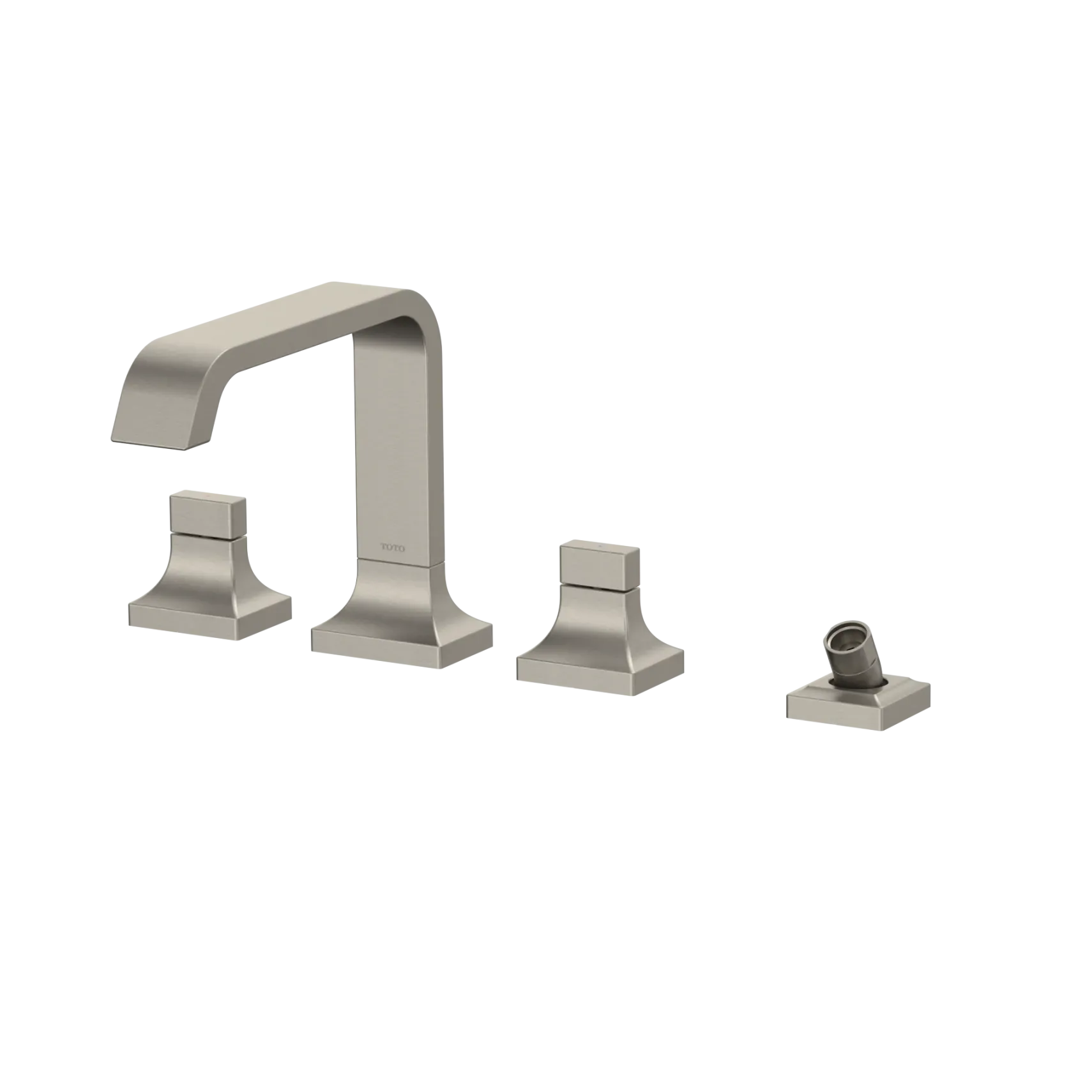 TOTO GC Two-Handle Deck-Mount Roman Tub Filler Trim with Handshower, Brushed Nickel, Brass, TBG08202U#BN