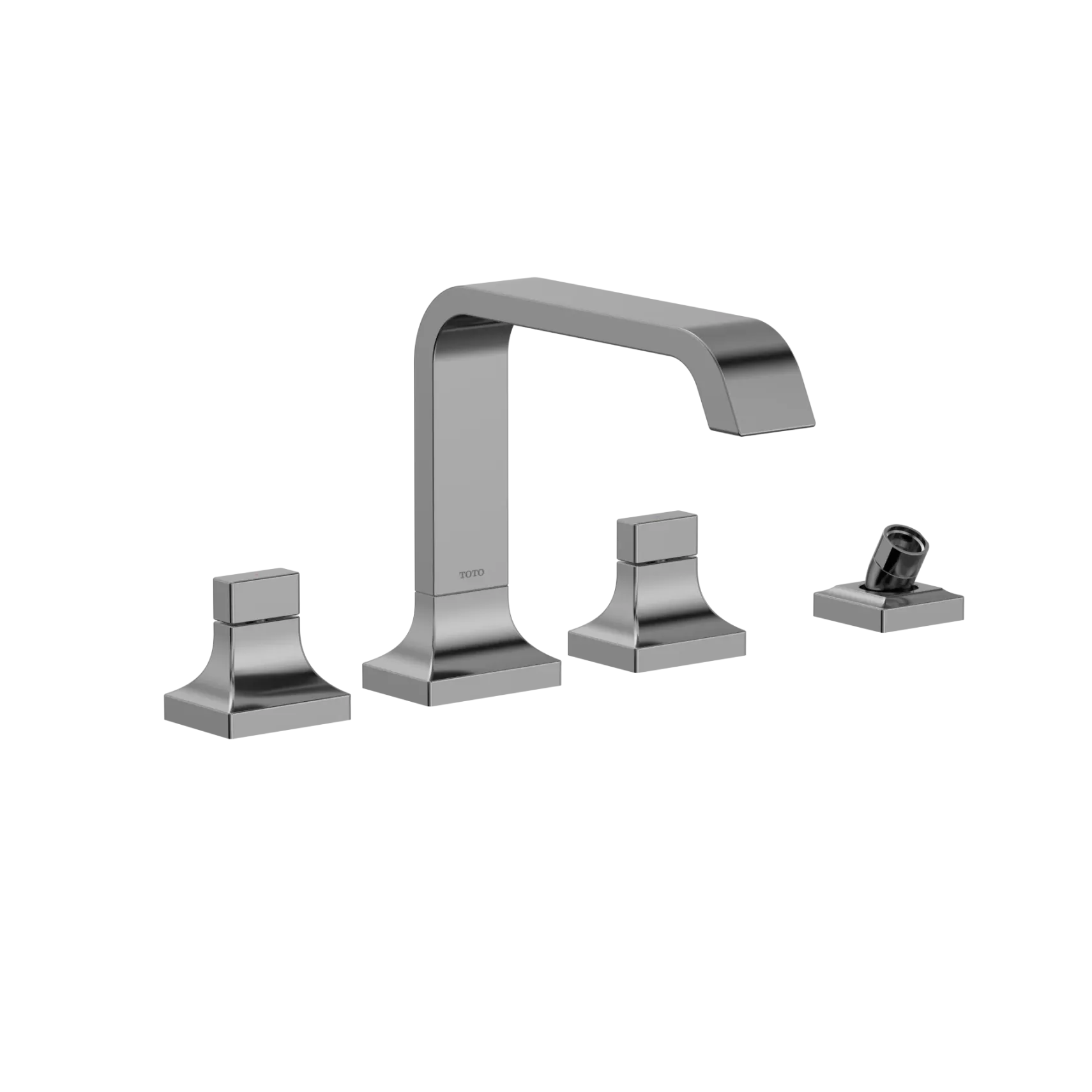 TOTO GC Two-Handle Deck-Mount Roman Tub Filler Trim with Handshower, Polished Chrome, Brass, TBG08202U#CP