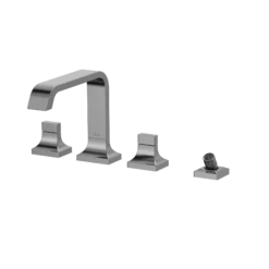 TOTO GC Two-Handle Deck-Mount Roman Tub Filler Trim with Handshower, Polished Chrome, Brass, TBG08202U#CP