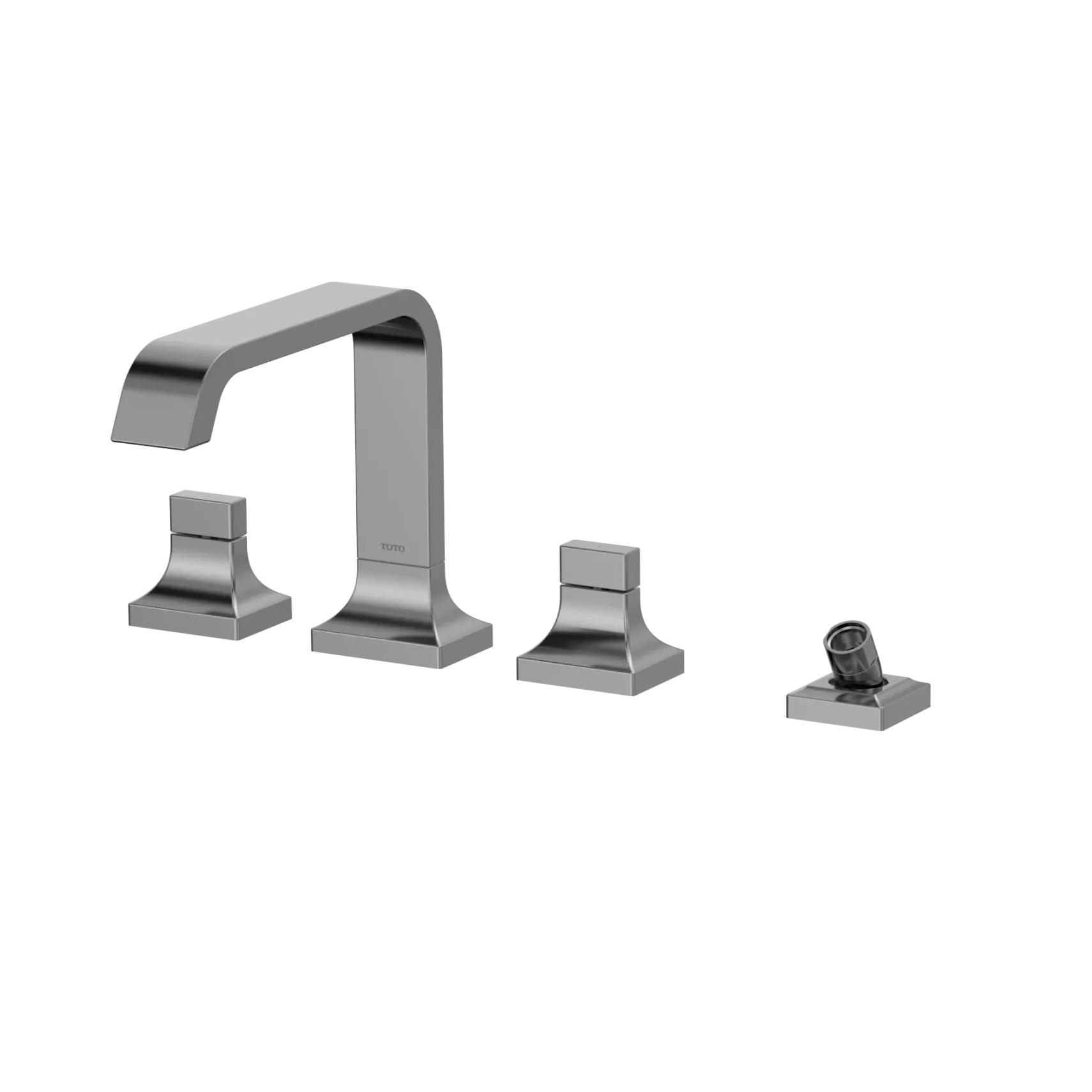 TOTO GC Two-Handle Deck-Mount Roman Tub Filler Trim with Handshower, Polished Chrome, Brass, TBG08202U#CP