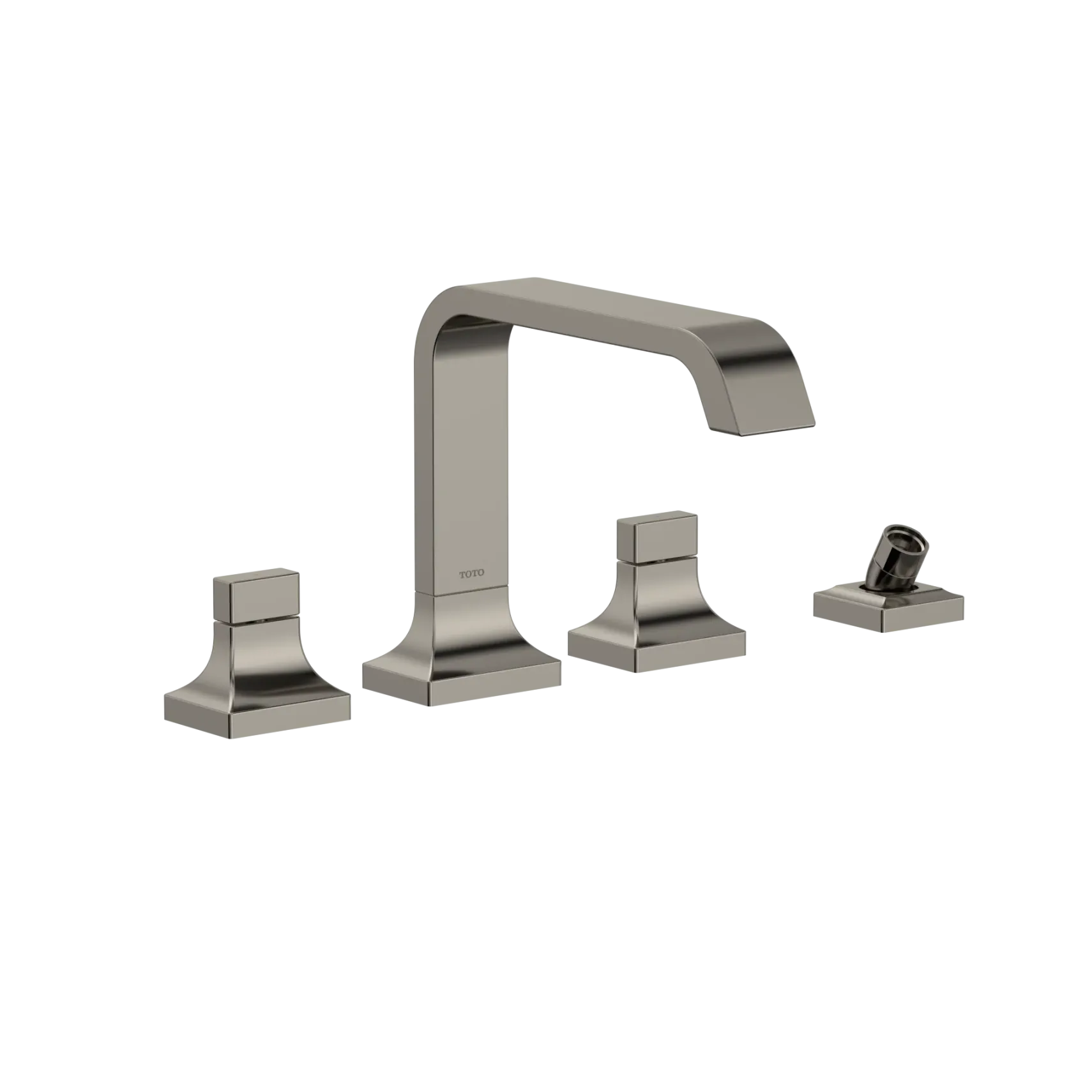 TOTO GC Two-Handle Deck-Mount Roman Tub Filler Trim with Handshower, Polished Nickel, Brass, TBG08202U#PN