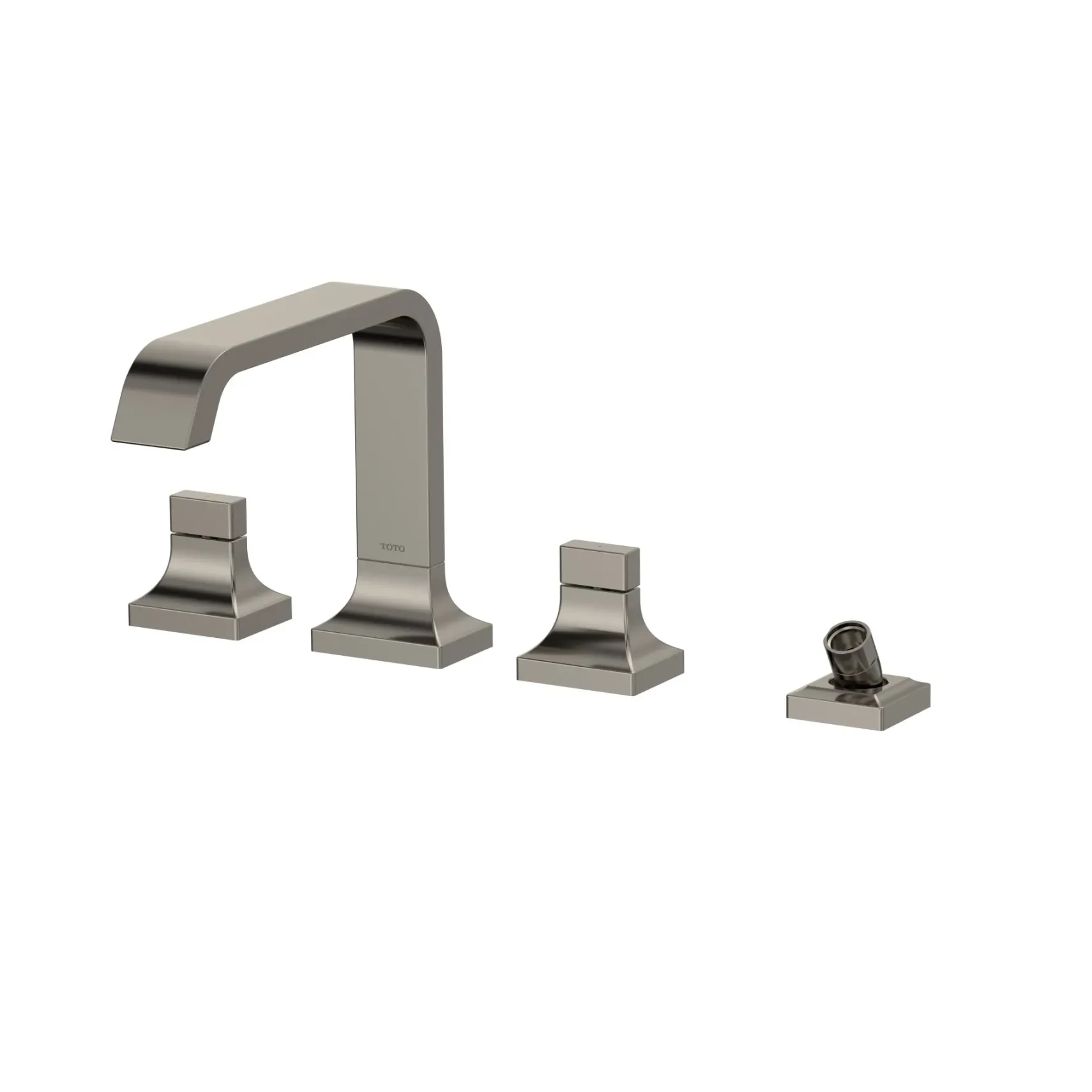 TOTO GC Two-Handle Deck-Mount Roman Tub Filler Trim with Handshower, Polished Nickel, Brass, TBG08202U#PN