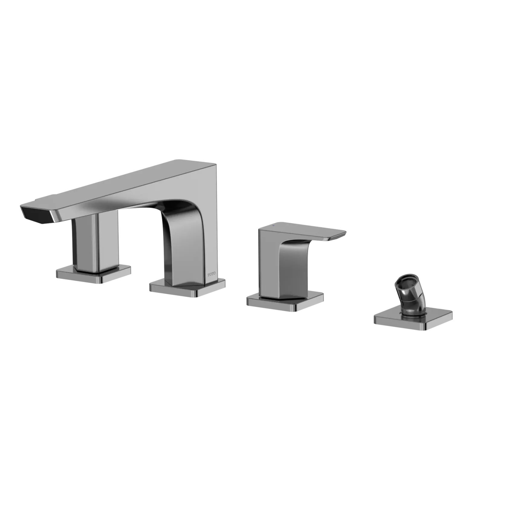 TOTO GE Two-Handle Deck-Mount Roman Tub Filler Trim with Handshower, Polished Chrome, Brass, TBG07202U#CP