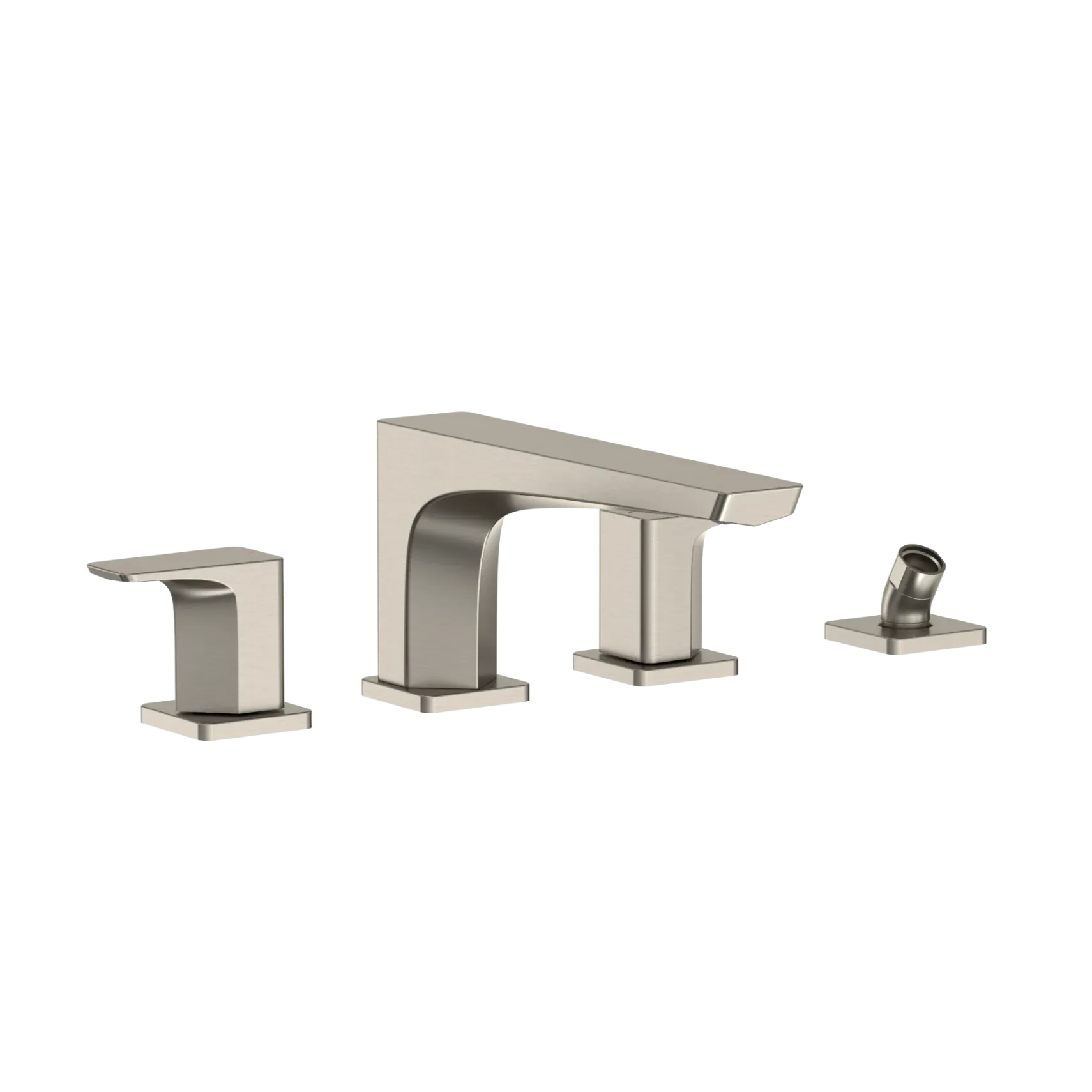 TOTO GE Two-Handle Deck-Mount Roman Tub Filler Trim with Handshower, Brushed Nickel, Brass, TBG07202U#BN
