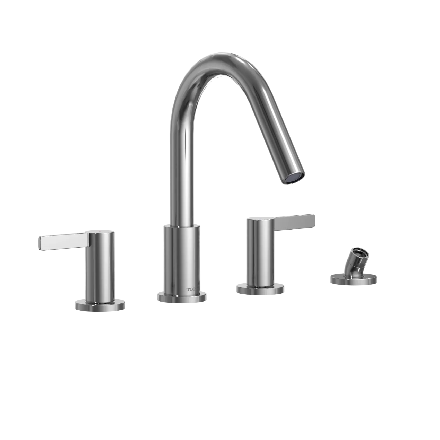 TOTO GF Two Lever Handle Deck-Mount Roman Tub Filler Trim with Handshower, Polished Chrome, Brass, TBG11202UA#CP
