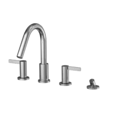 TOTO GF Two Lever Handle Deck-Mount Roman Tub Filler Trim with Handshower, Polished Chrome, Brass, TBG11202UA#CP