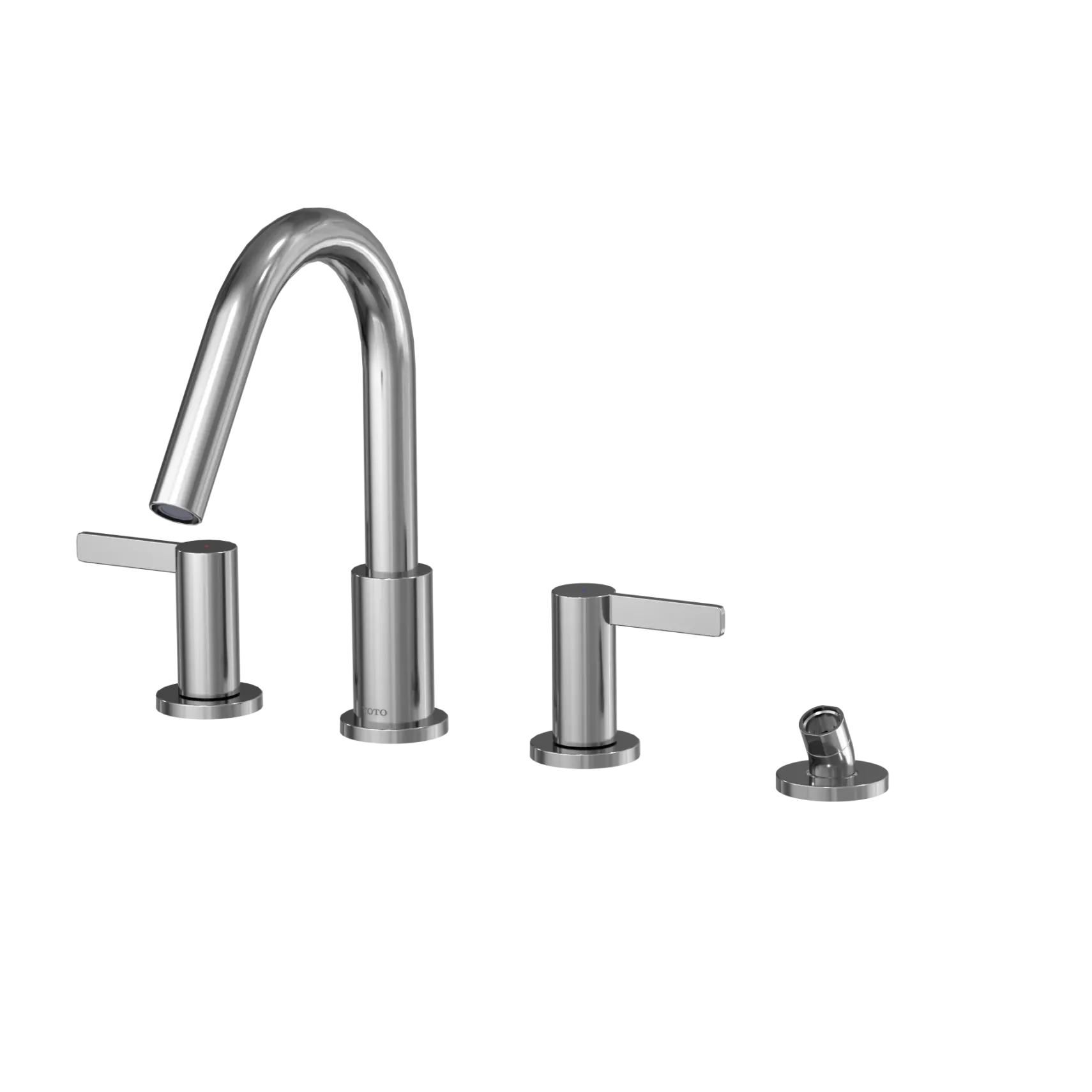 TOTO GF Two Lever Handle Deck-Mount Roman Tub Filler Trim with Handshower, Polished Chrome, Brass, TBG11202UA#CP
