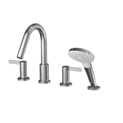 TOTO GF Two Lever Handle Deck-Mount Roman Tub Filler Trim with Handshower, Polished Chrome, Brass, TBG11202UA#CP