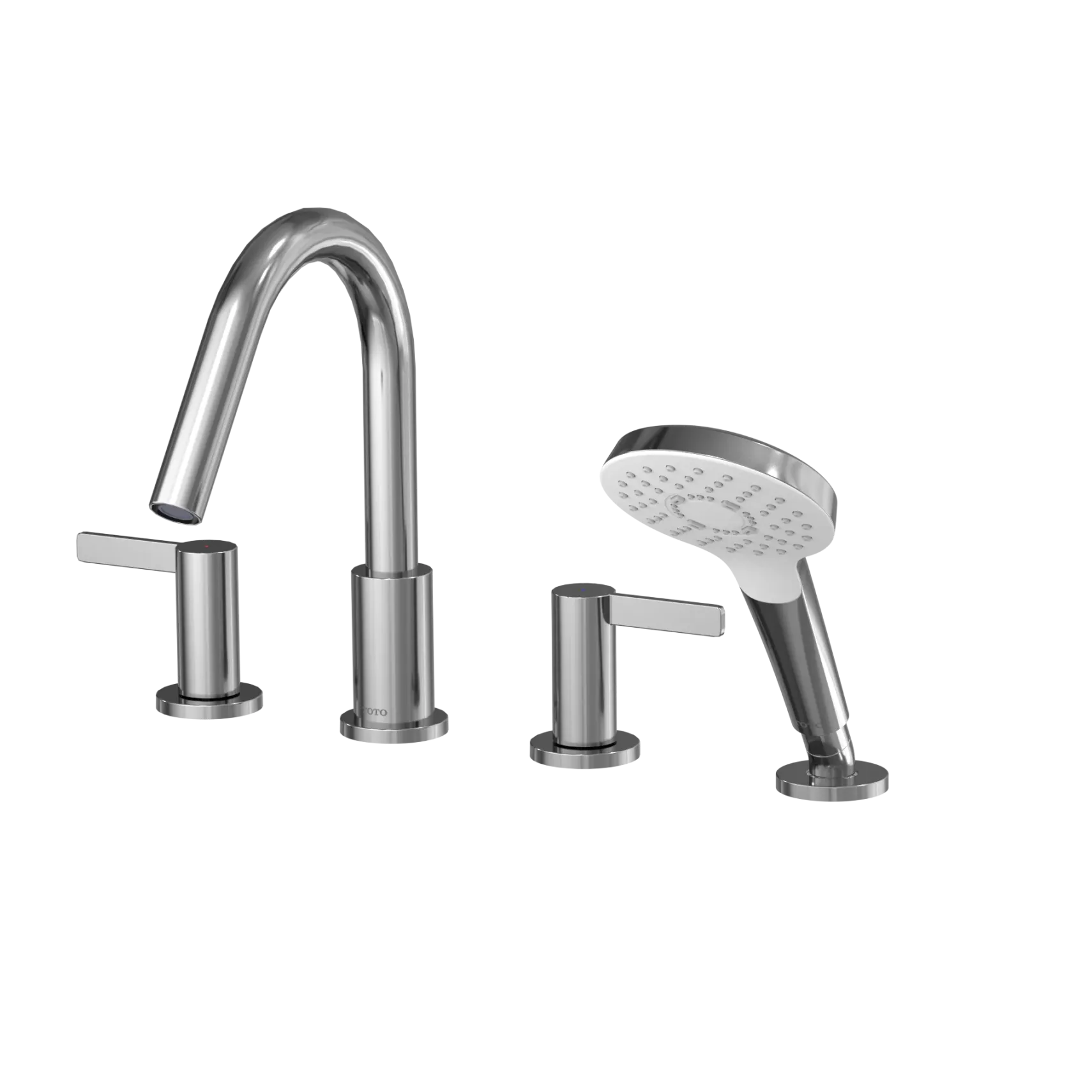 TOTO GF Two Lever Handle Deck-Mount Roman Tub Filler Trim with Handshower, Polished Chrome, Brass, TBG11202UA#CP