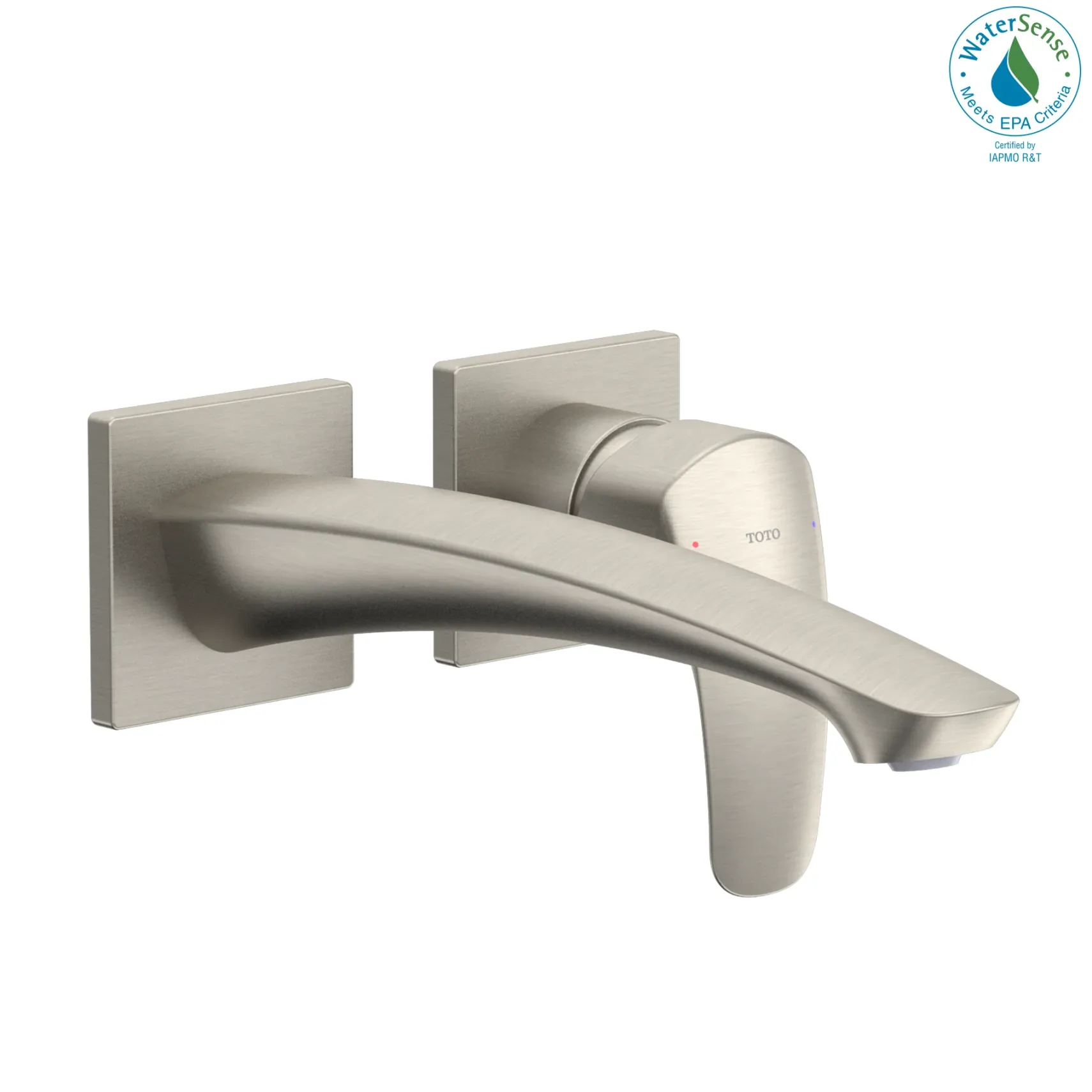 TOTO GM 1.2 GPM Wall-Mount Single-Handle Long Bathroom Faucet with COMFORT GLIDE Technology, Brushed Nickel, Brass, TLG09308U#BN