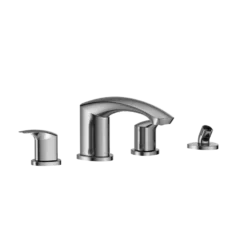 TOTO GM Two-Handle Deck-Mount Roman Tub Filler Trim with Handshower, Polished Chrome, Brass, TBG09202U#CP