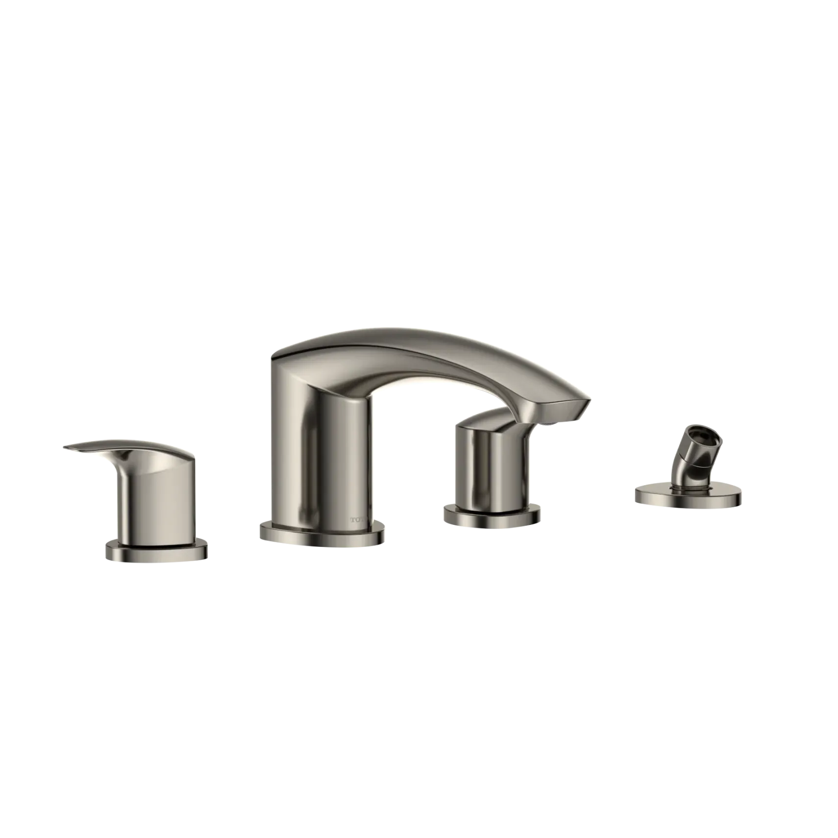 TOTO GM Two-Handle Deck-Mount Roman Tub Filler Trim with Handshower, Polished Nickel, Brass, TBG09202U#PN