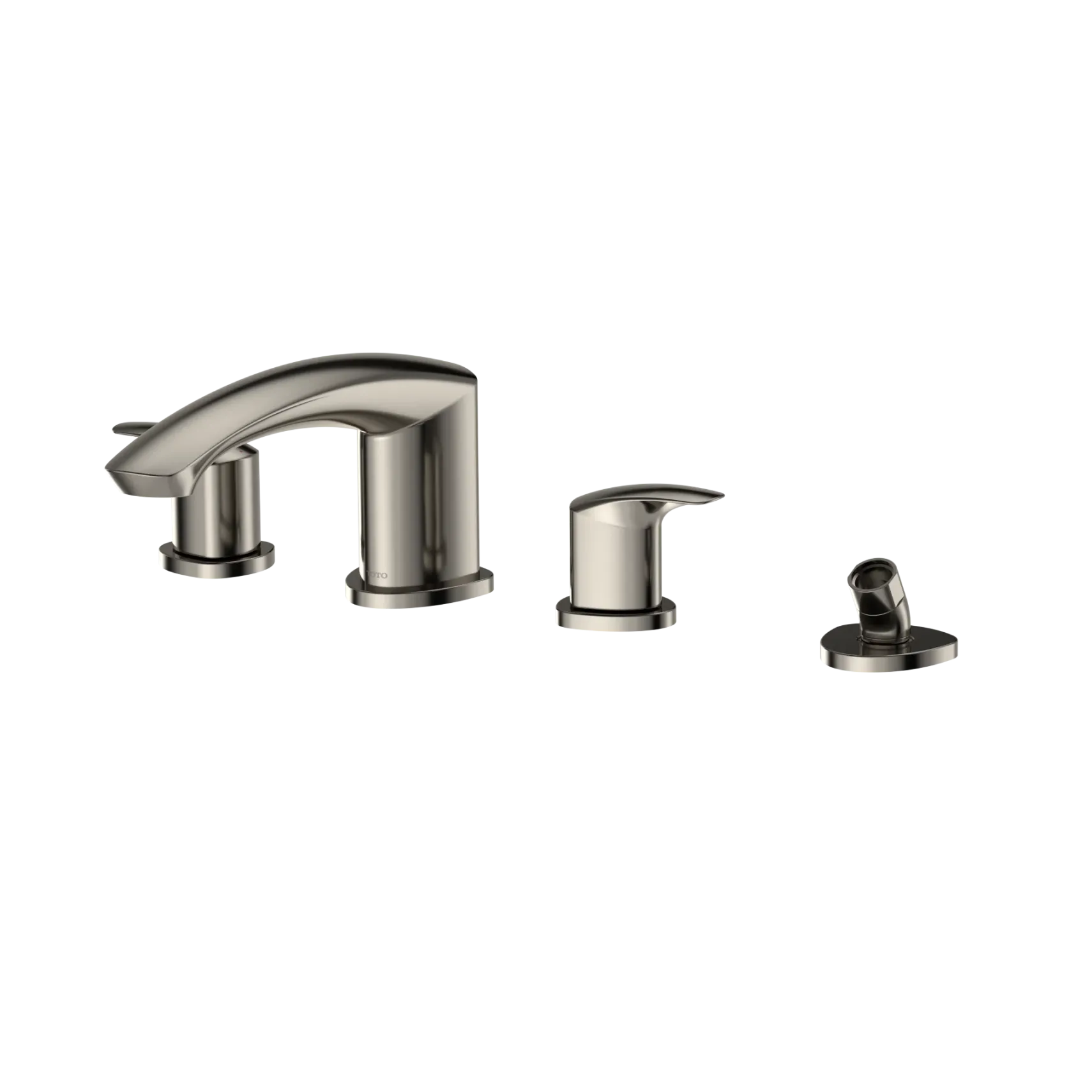 TOTO GM Two-Handle Deck-Mount Roman Tub Filler Trim with Handshower, Polished Nickel, Brass, TBG09202U#PN